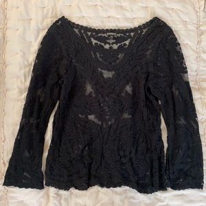 Black Lace Overlay Shirt
